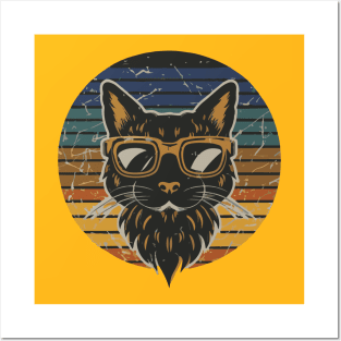 Cute cat wearing glasses Posters and Art